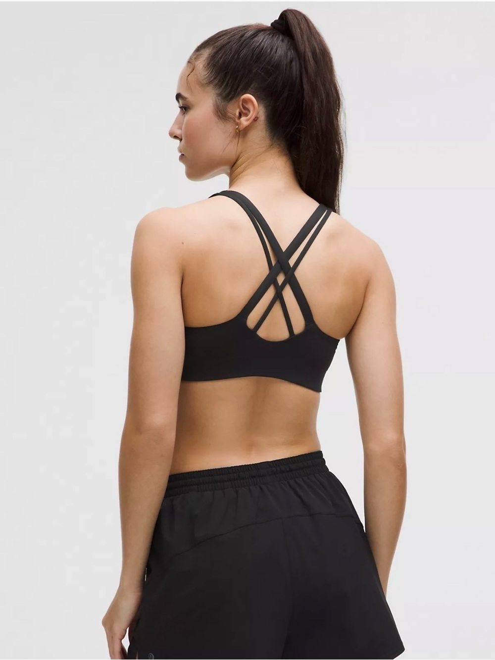 lululemon Energy Bra Black Crisscross Medium Support Size 6